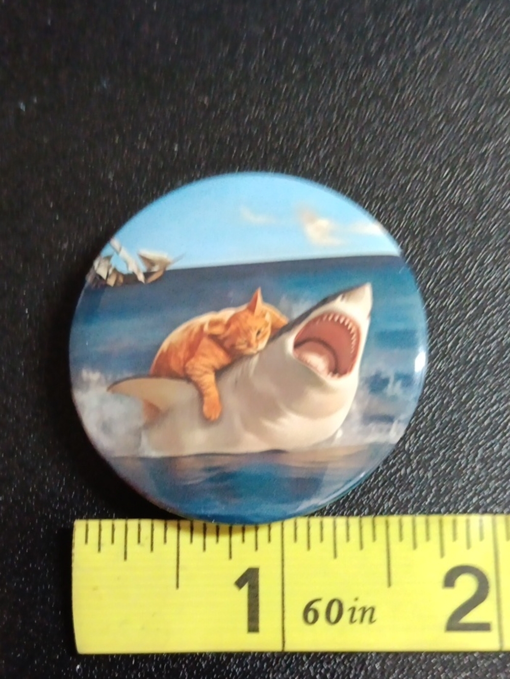 Cat & Shark Button Pin (New)